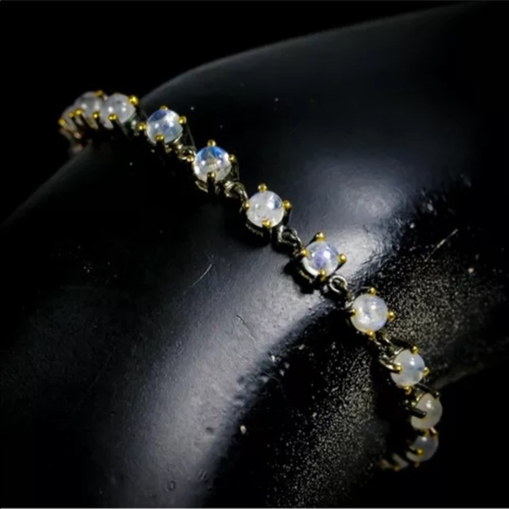 Artisan Natural moonstone 925 silver bracelet